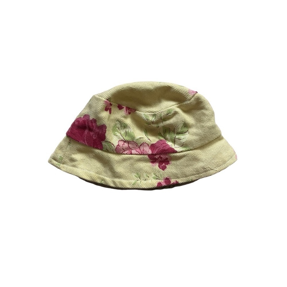 Yellow floral y2k inspired bucket hat short brim